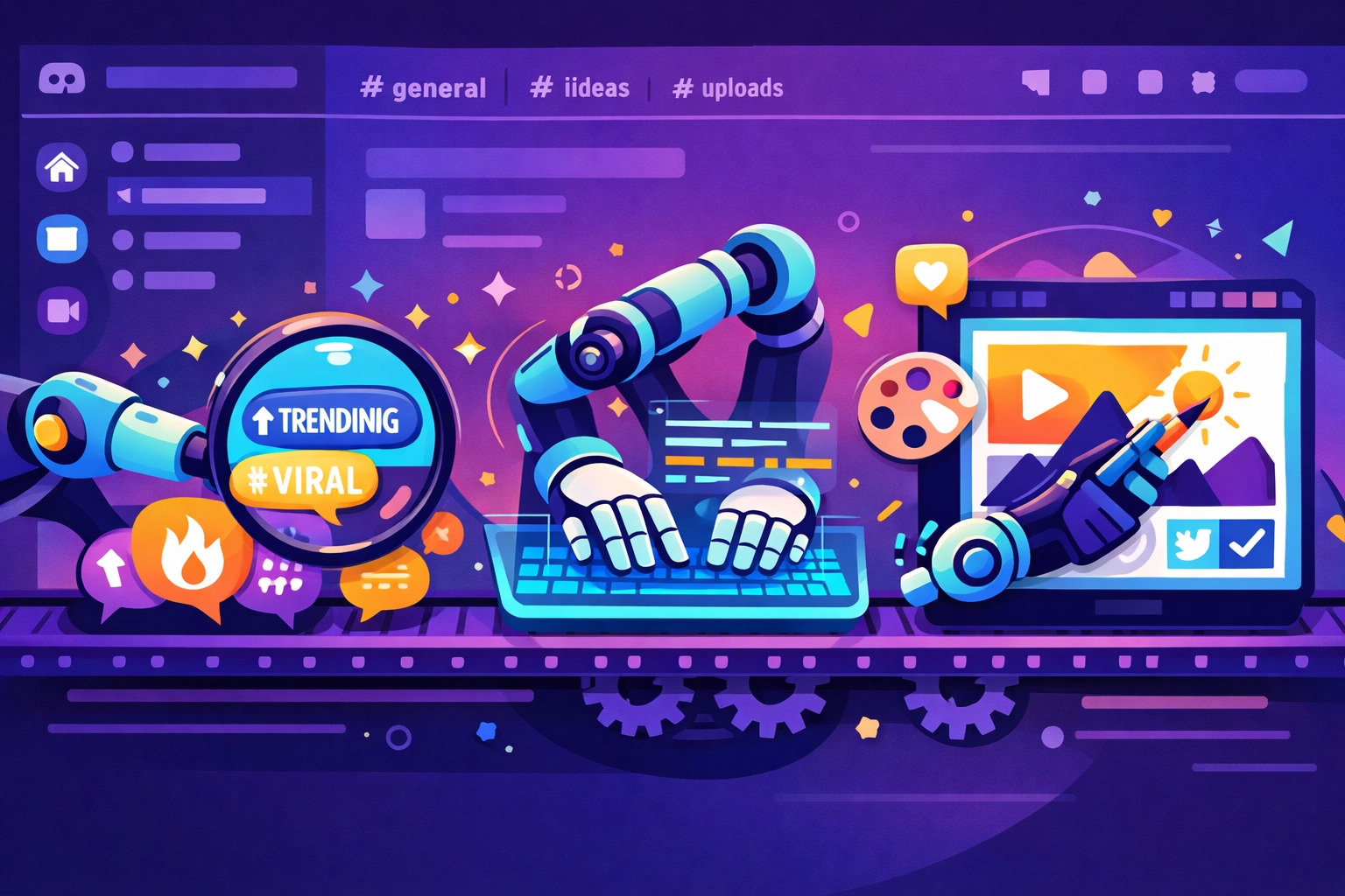 AI content creation workflow with automated research, scripting, and design agents