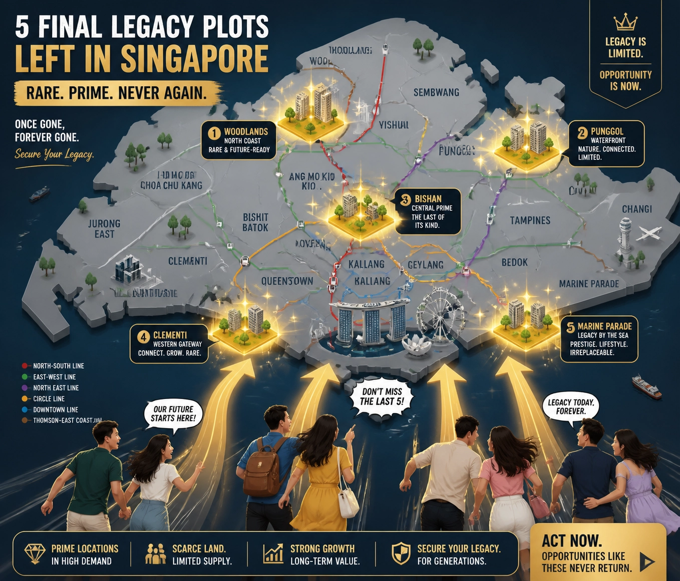 Map of Singapore highlighting legacy EC projects exempt from the May 2026 housing policy reforms.