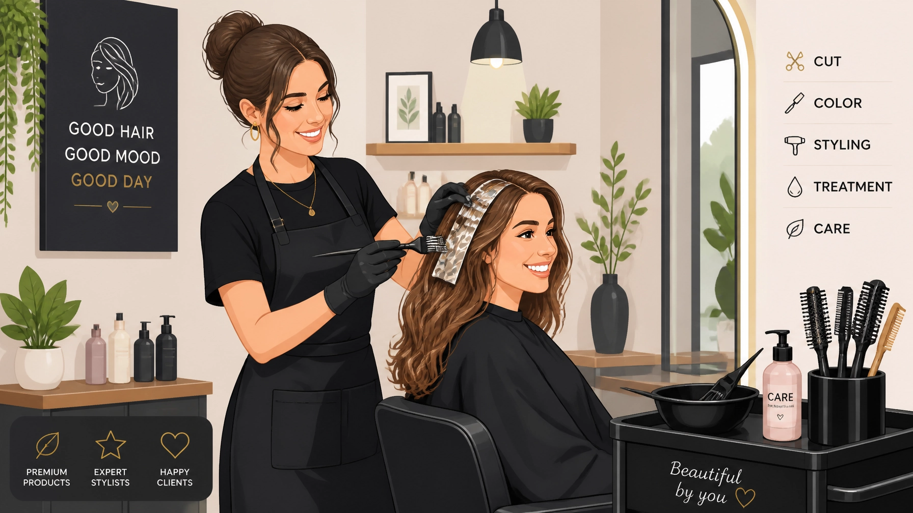 Hair Salon Styling and Treatment Process