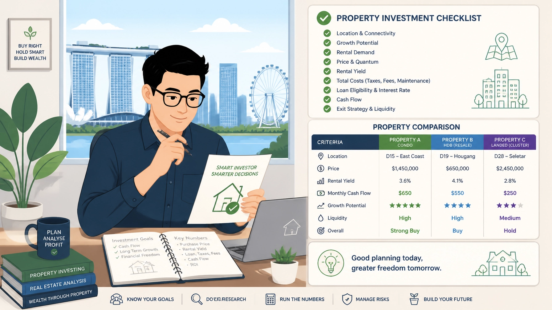 Smart property investor reviewing checklist