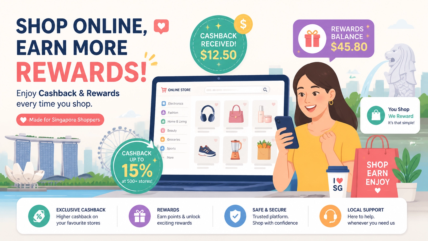 Online shopping rewards and cashback in Singapore