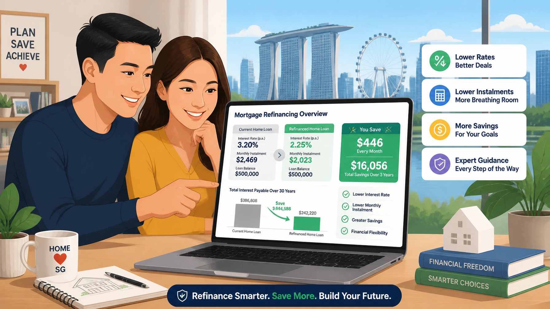 Singapore mortgage refinancing savings illustration