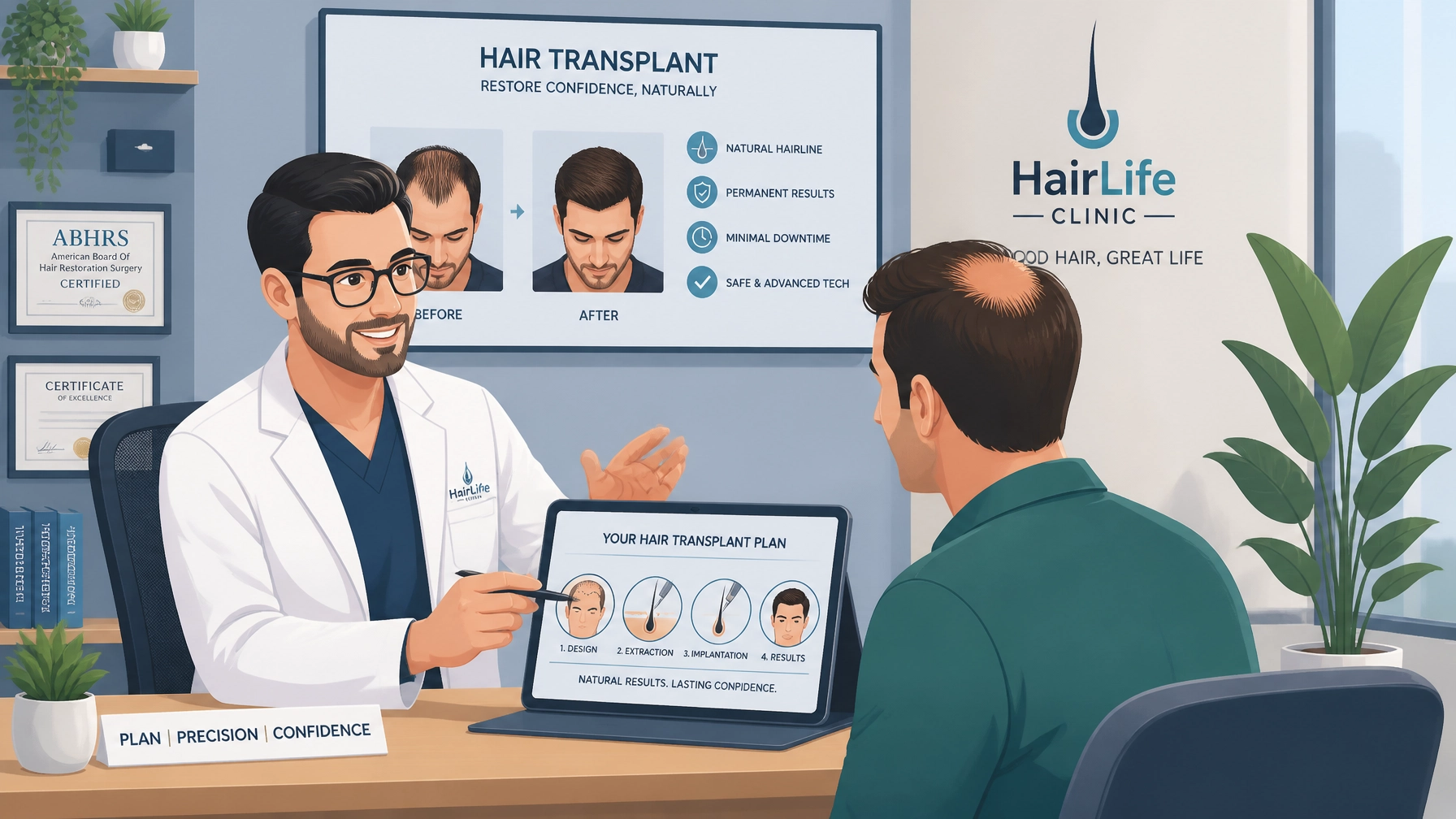 Hair transplant consultation in a modern medical clinic