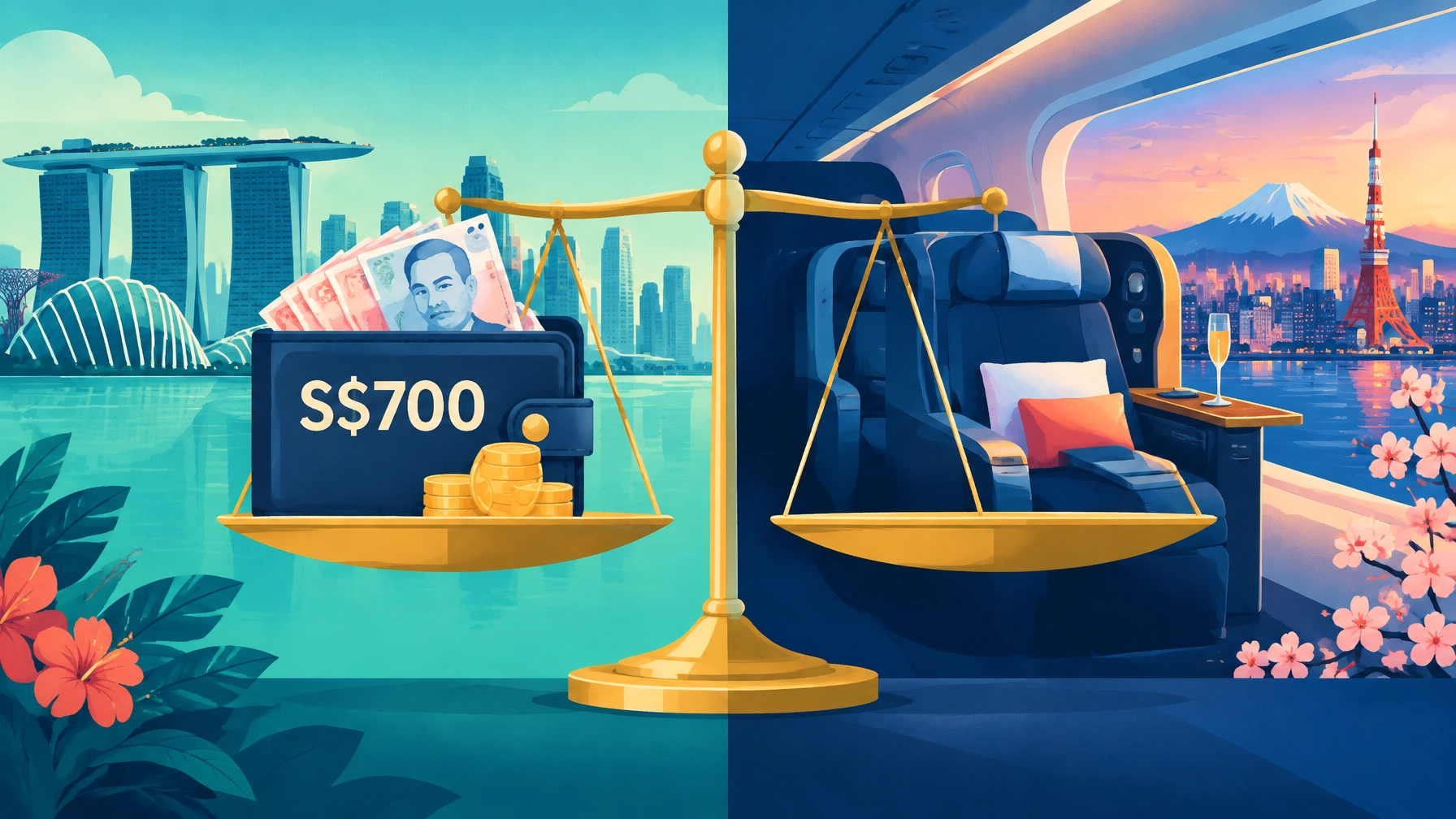 Comparison of S0 cashback against a one-way business-class flight from Singapore to Tokyo redeemed with miles