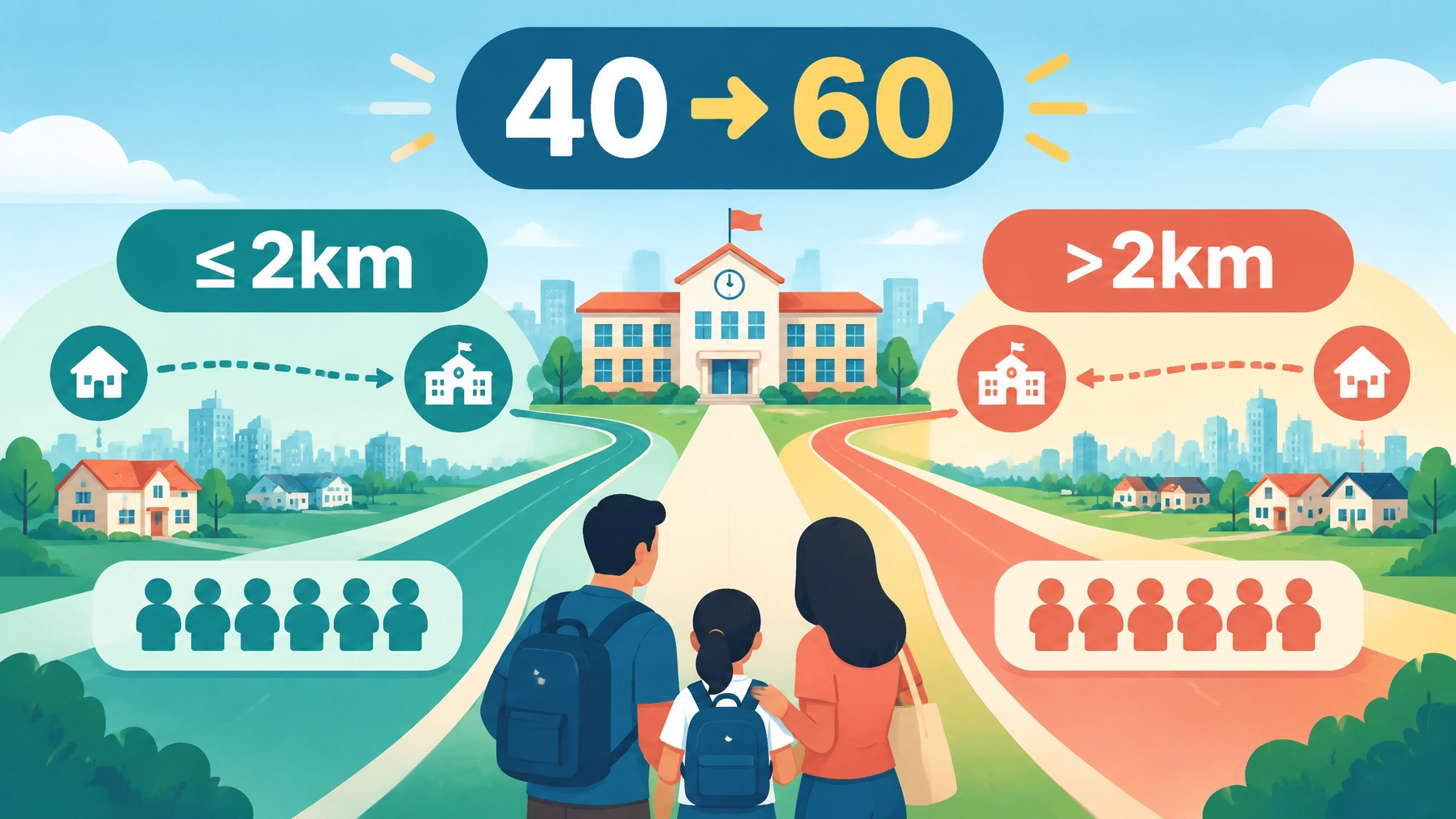 Infographic showing the increase from 40 to 60 Phase 2C places and the two-track scheme