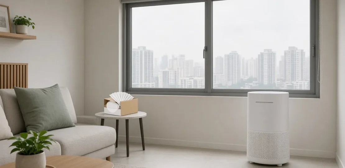 Air purifier in a Singapore flat during haze